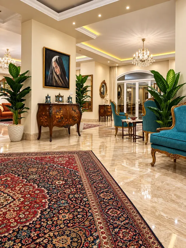 Amical Residence lobby and rug